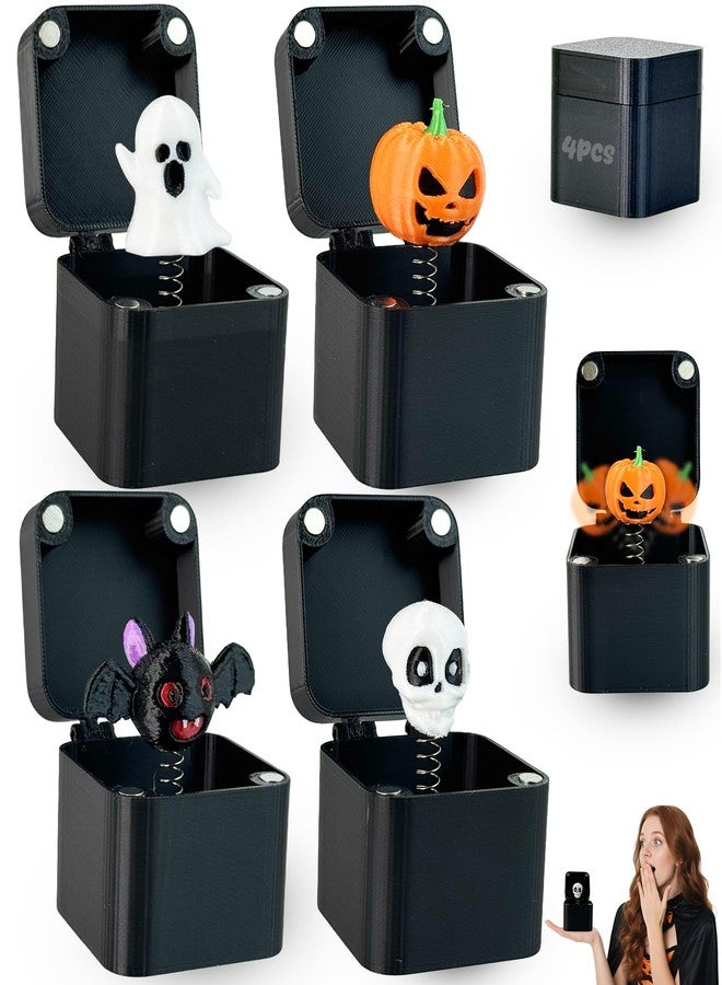 eowvsio 3D Printed Halloween Toy in a Surprise Pop up Gift Box 4PCS,Skeleton Ghost Pumpkin Bat,Halloween Party Favor Gifts,Trick or Treat Supplies,Goodie Bag Fillers - Image 1